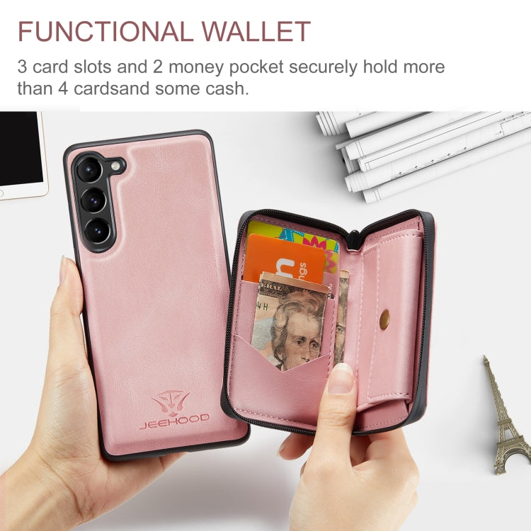 For Samsung Galaxy S24 5G JEEHOOD Magnetic Zipper Horizontal Flip Leather Phone Case(Pink) - free shipping - PMC Jewellery - Order now!