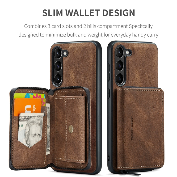 For Samsung Galaxy S24 5G JEEHOOD Magnetic Zipper Horizontal Flip Leather Phone Case(Brown) - free shipping - PMC Jewellery - Order now!