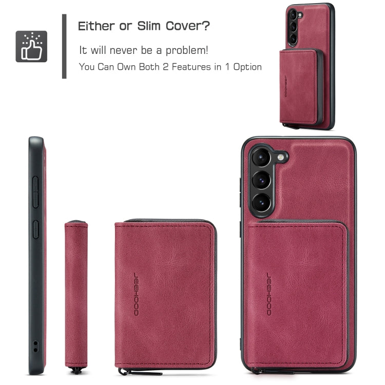 For Samsung Galaxy S24 5G JEEHOOD Magnetic Zipper Horizontal Flip Leather Phone Case(Red) - free shipping - PMC Jewellery - Order now!