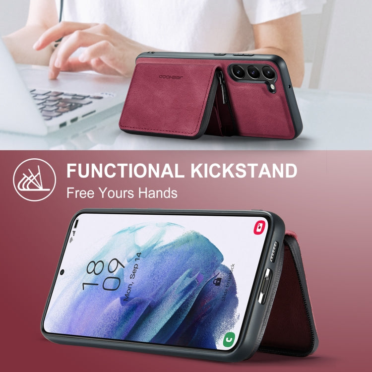 For Samsung Galaxy S24 5G JEEHOOD Magnetic Zipper Horizontal Flip Leather Phone Case(Red) - free shipping - PMC Jewellery - Order now!
