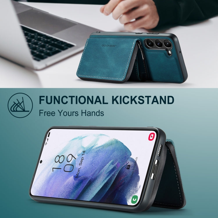 For Samsung Galaxy S24+ 5G JEEHOOD Magnetic Zipper Horizontal Flip Leather Phone Case(Blue) - free shipping - PMC Jewellery - Order now!