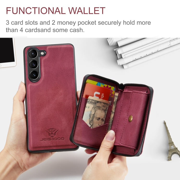 For Samsung Galaxy S24+ 5G JEEHOOD Magnetic Zipper Horizontal Flip Leather Phone Case(Red) - free shipping - PMC Jewellery - Order now!