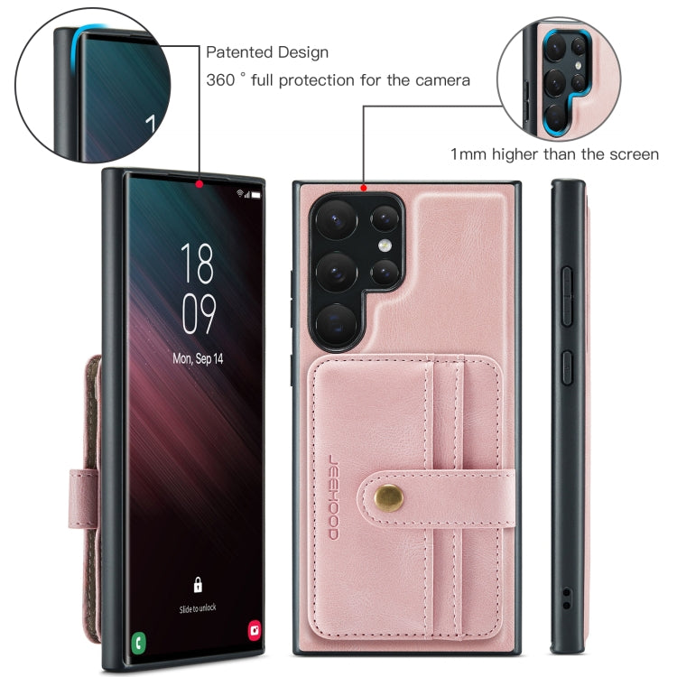 For Samsung Galaxy S24 Ultra 5G JEEHOOD RFID Blocking Anti-Theft Magnetic Phone Case(Pink) - free shipping - PMC Jewellery - Order now!