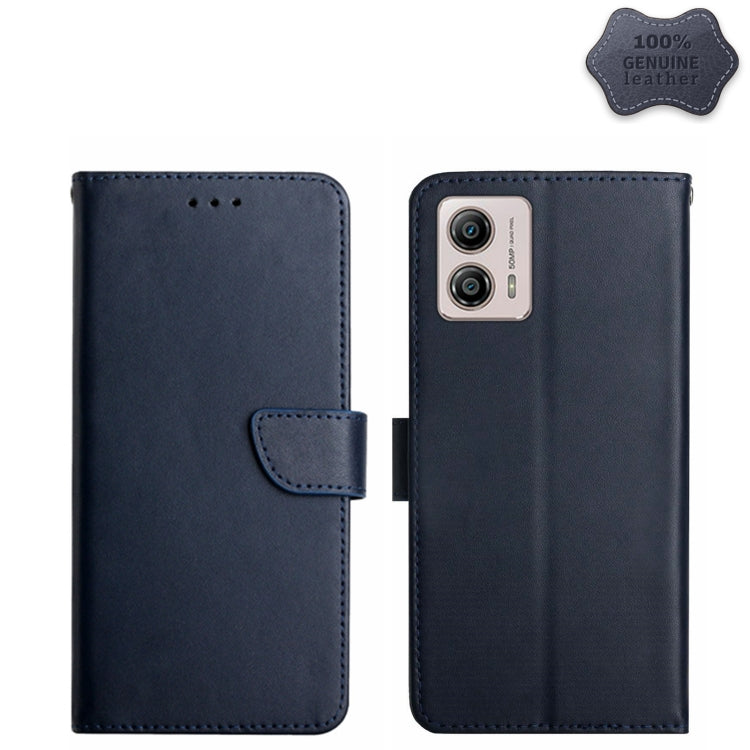 For Motorola Moto G53 5G/G13/G23 Genuine Leather Fingerprint-proof Flip Phone Case(Blue) - Motorola Cases by PMC TechLife | Online Shopping South Africa | PMC TechLife | Buy Now Pay Later Mobicred