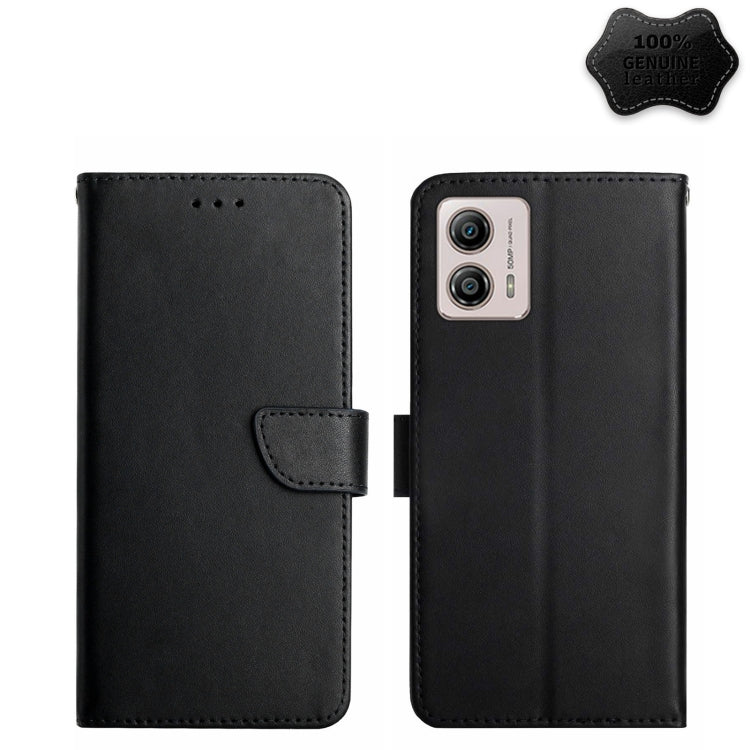 For Motorola Moto G53 5G/G13/G23 Genuine Leather Fingerprint-proof Flip Phone Case(Black) - Motorola Cases by PMC TechLife | Online Shopping South Africa | PMC TechLife | Buy Now Pay Later Mobicred