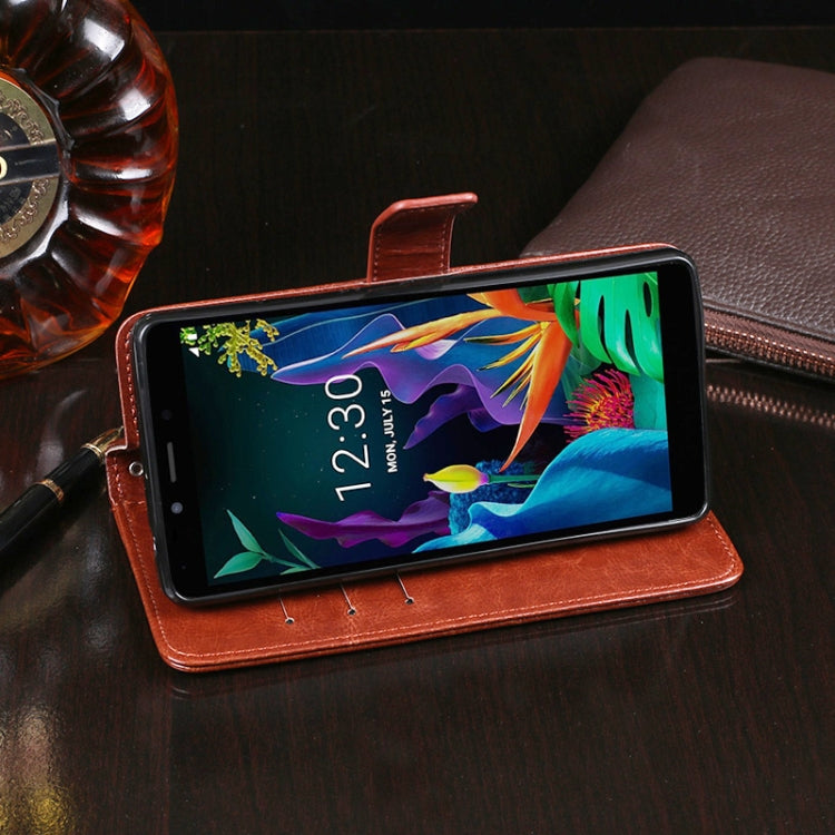 For LG K20 (2019) idewei Crazy Horse Texture Horizontal Flip Leather Case with Holder & Card Slots & Wallet(Brown) - LG Cases by idewei | Online Shopping South Africa | PMC Jewellery | Buy Now Pay Later Mobicred