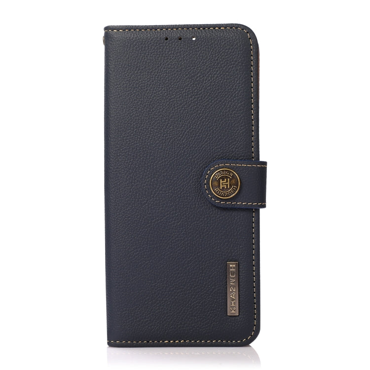For OnePlus 11 KHAZNEH Custer Texture RFID Genuine Leather Phone Case(Blue) - OnePlus Cases by PMC TechLife | Online Shopping South Africa | PMC TechLife | Buy Now Pay Later Mobicred