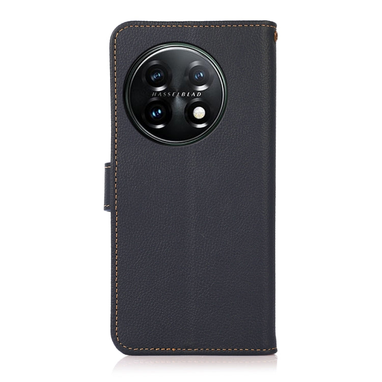 For OnePlus 11 KHAZNEH Custer Texture RFID Genuine Leather Phone Case(Blue) - OnePlus Cases by PMC TechLife | Online Shopping South Africa | PMC TechLife | Buy Now Pay Later Mobicred