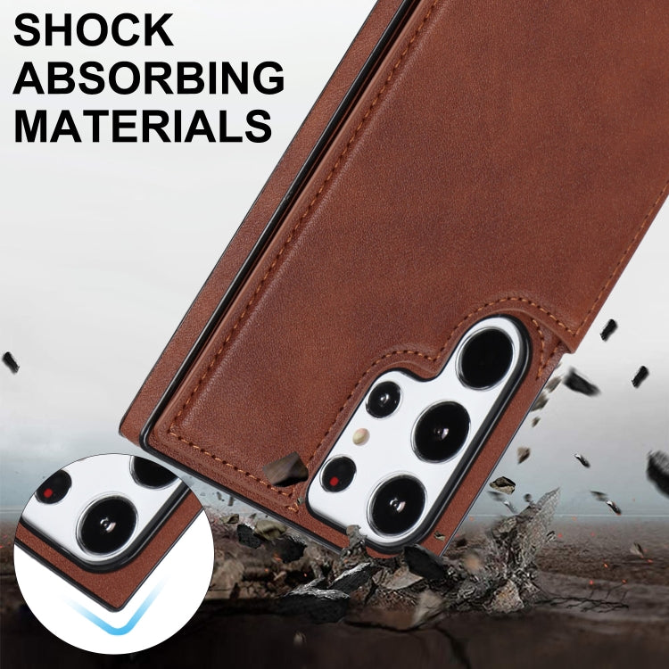For Samsung Galaxy S23 Ultra 5G Cross-body Square Double Buckle Flip Card Bag TPU+PU Case(Brown) - Galaxy S23 Ultra 5G Cases by PMC TechLife | Online Shopping South Africa | PMC TechLife