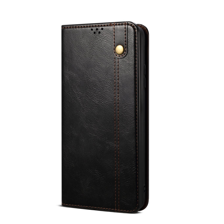For OnePlus 11R Oil Wax Crazy Horse Texture Leather Phone Case(Black) - OnePlus Cases by PMC TechLife | Online Shopping South Africa | PMC TechLife
