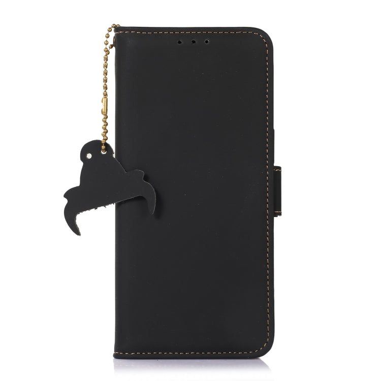 For OnePlus 11 Genuine Leather Magnetic RFID Leather Phone Case(Black) - OnePlus Cases by PMC TechLife | Online Shopping South Africa | PMC TechLife | Buy Now Pay Later Mobicred