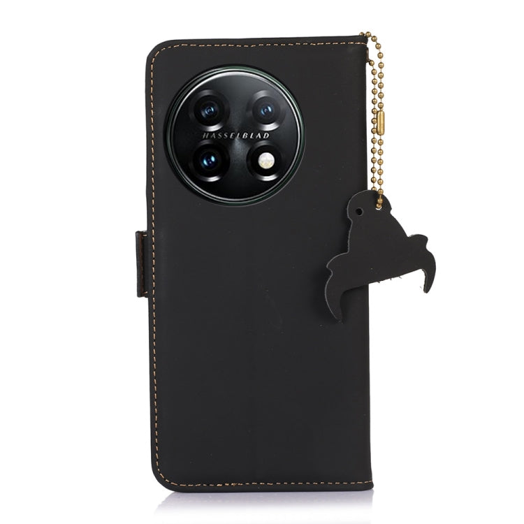 For OnePlus 11 Genuine Leather Magnetic RFID Leather Phone Case(Black) - OnePlus Cases by PMC TechLife | Online Shopping South Africa | PMC TechLife | Buy Now Pay Later Mobicred