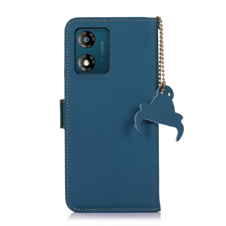 For Motorola Moto E13 Genuine Leather Magnetic RFID Leather Phone Case(Blue) - Motorola Cases by PMC TechLife | Online Shopping South Africa | PMC TechLife | Buy Now Pay Later Mobicred