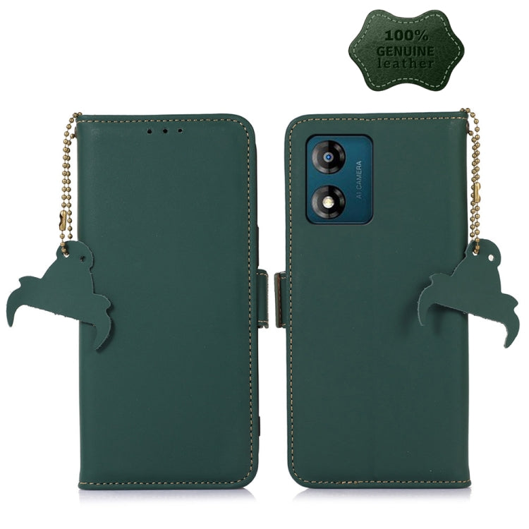 For Motorola Moto G53 5G Genuine Leather Magnetic RFID Leather Phone Case(Green) - Motorola Cases by PMC TechLife | Online Shopping South Africa | PMC TechLife | Buy Now Pay Later Mobicred