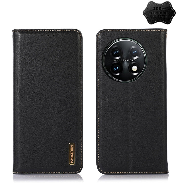 For OnePlus 11 5G KHAZNEH Nappa Top Layer Cowhide Leather Phone Case(Black) - OnePlus Cases by PMC TechLife | Online Shopping South Africa | PMC TechLife | Buy Now Pay Later Mobicred