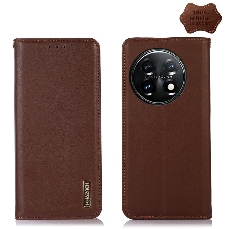 For OnePlus 11 5G KHAZNEH Nappa Top Layer Cowhide Leather Phone Case(Brown) - OnePlus Cases by PMC TechLife | Online Shopping South Africa | PMC TechLife | Buy Now Pay Later Mobicred