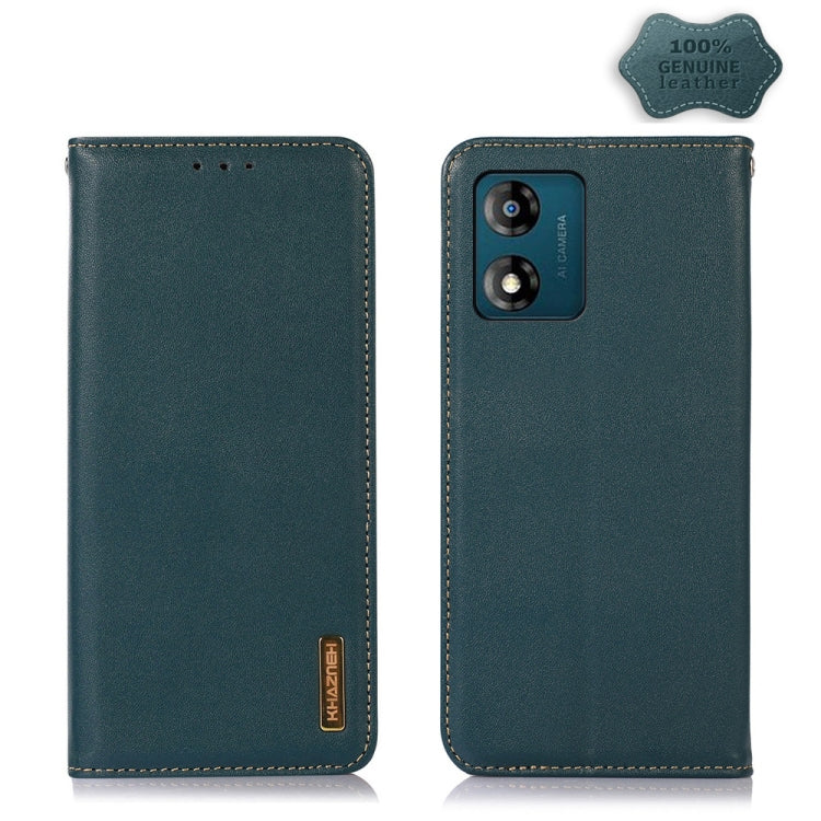 For Motorola Moto E13 4G 2023 KHAZNEH Nappa Top Layer Cowhide Leather Phone Case(Green) - Motorola Cases by PMC TechLife | Online Shopping South Africa | PMC TechLife | Buy Now Pay Later Mobicred