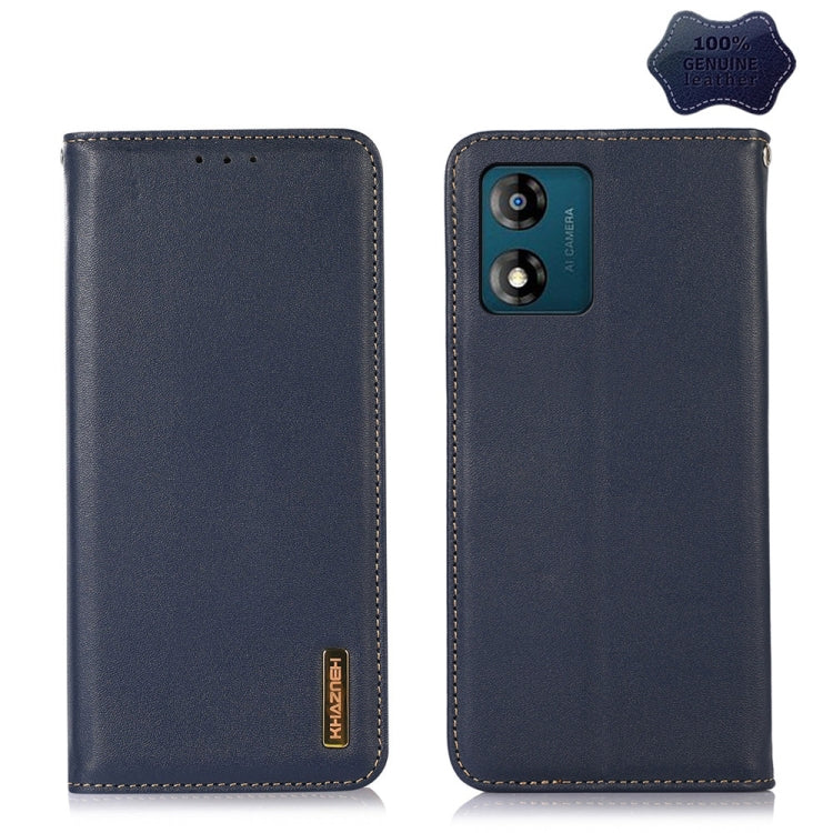 For Motorola Moto E13 4G 2023 KHAZNEH Nappa Top Layer Cowhide Leather Phone Case(Blue) - Motorola Cases by PMC TechLife | Online Shopping South Africa | PMC TechLife | Buy Now Pay Later Mobicred