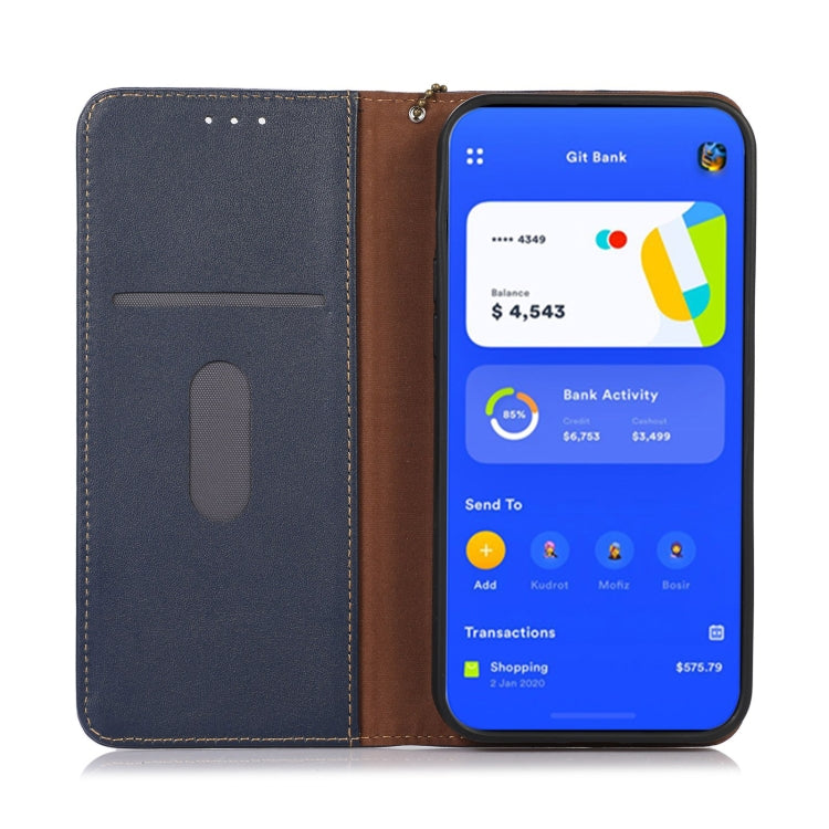 For Motorola Moto E13 4G 2023 KHAZNEH Nappa Top Layer Cowhide Leather Phone Case(Blue) - Motorola Cases by PMC TechLife | Online Shopping South Africa | PMC TechLife | Buy Now Pay Later Mobicred