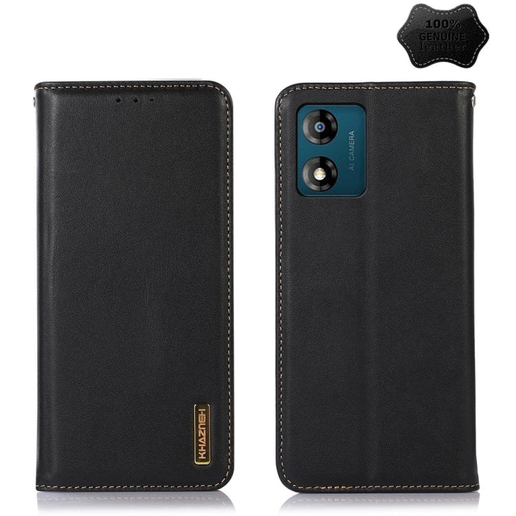 For Motorola Moto E13 4G 2023 KHAZNEH Nappa Top Layer Cowhide Leather Phone Case(Black) - free shipping - PMC TechLife - Order now!