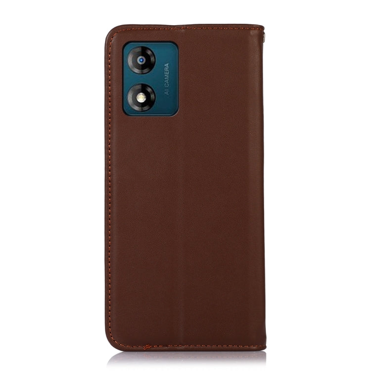 For Motorola Moto E13 4G 2023 KHAZNEH Nappa Top Layer Cowhide Leather Phone Case(Brown) - Motorola Cases by PMC TechLife | Online Shopping South Africa | PMC TechLife | Buy Now Pay Later Mobicred