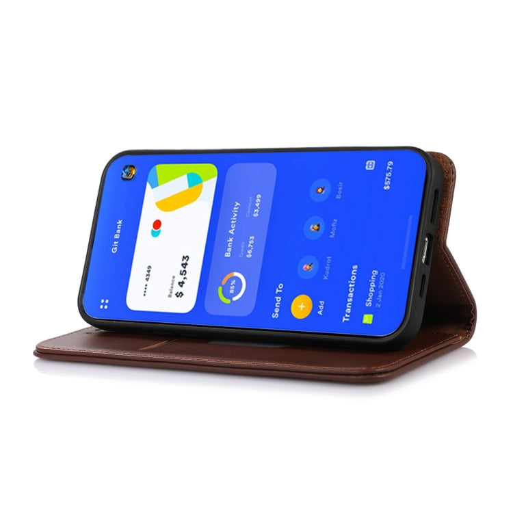 For Motorola Moto E13 4G 2023 KHAZNEH Nappa Top Layer Cowhide Leather Phone Case(Brown) - Motorola Cases by PMC TechLife | Online Shopping South Africa | PMC TechLife | Buy Now Pay Later Mobicred