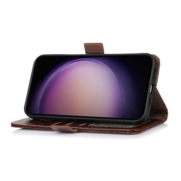 For OnePlus 11 5G Crocodile Top Layer Cowhide RFID Leather Phone Case(Brown) - OnePlus Cases by PMC TechLife | Online Shopping South Africa | PMC TechLife | Buy Now Pay Later Mobicred