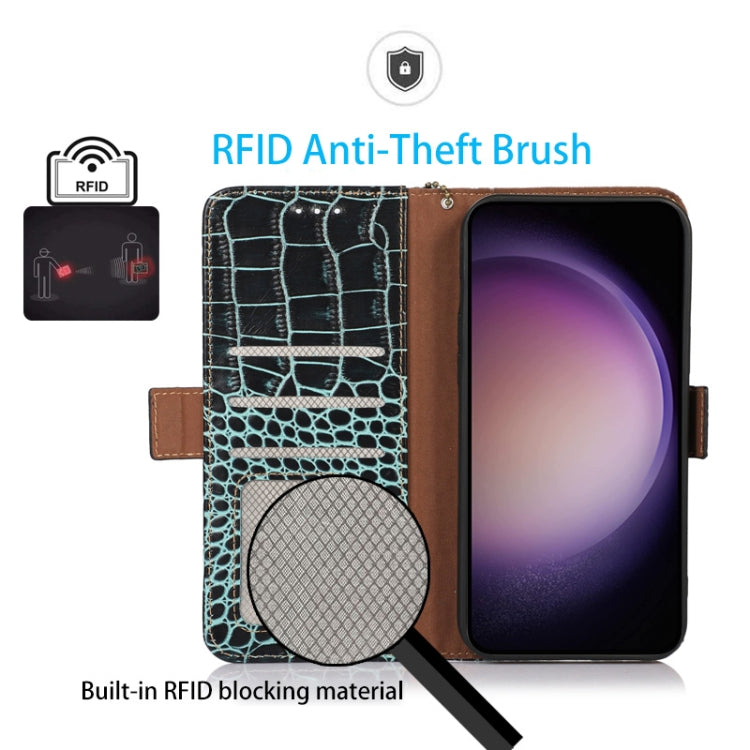 For OnePlus Nord CE 3 Lite Crocodile Top Layer Cowhide RFID Leather Phone Case(Green) - OnePlus Cases by PMC TechLife | Online Shopping South Africa | PMC TechLife | Buy Now Pay Later Mobicred