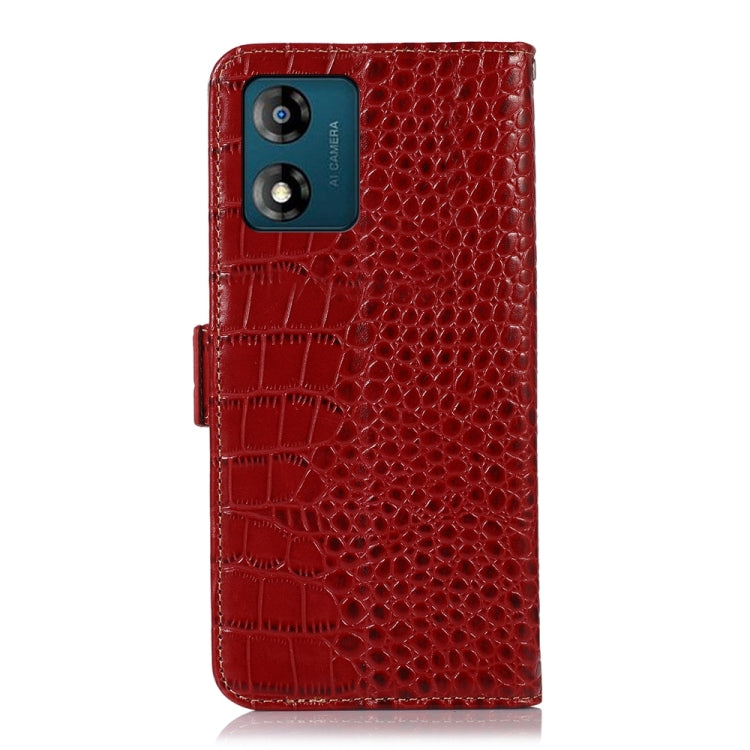 For Motorola Moto E13 4G 2023 Crocodile Top Layer Cowhide RFID Leather Phone Case(Red) - Motorola Cases by PMC TechLife | Online Shopping South Africa | PMC TechLife | Buy Now Pay Later Mobicred