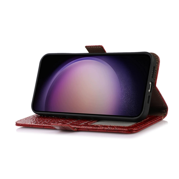 For Motorola Moto E13 4G 2023 Crocodile Top Layer Cowhide RFID Leather Phone Case(Red) - Motorola Cases by PMC TechLife | Online Shopping South Africa | PMC TechLife | Buy Now Pay Later Mobicred