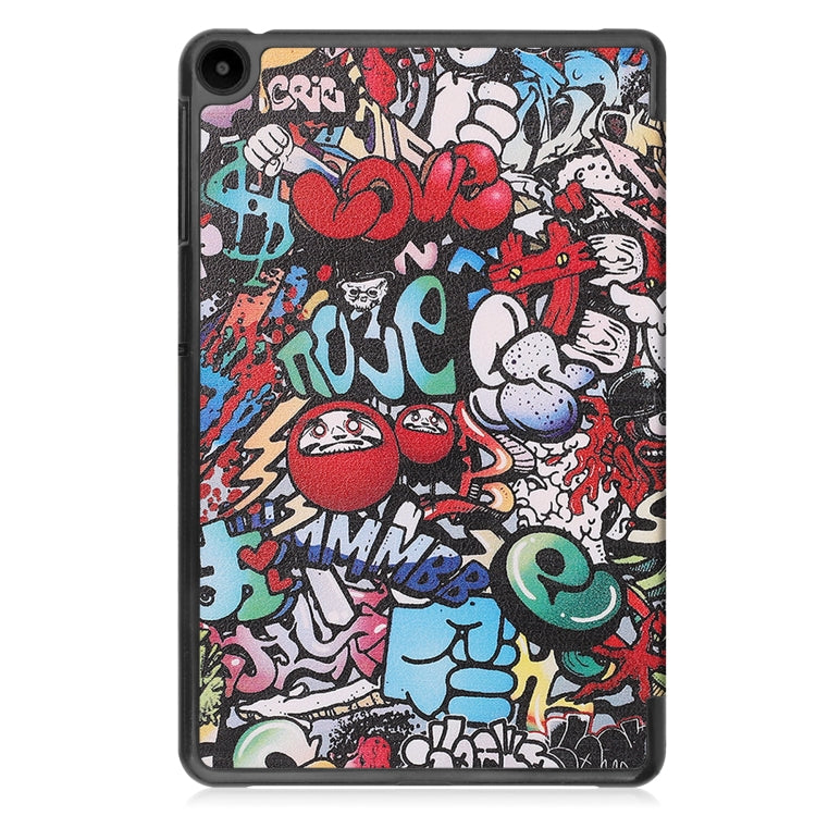 For Huawei Matepad SE 10.4 Custer Painted 3-Fold Holder Leather Tablet Case(Graffiti) - Huawei by PMC TechLife | Online Shopping South Africa | PMC TechLife | Buy Now Pay Later Mobicred