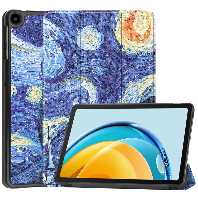 For Huawei Matepad SE 10.4 Custer Painted 3-Fold Holder Leather Tablet Case(Starry Sky) - Huawei by PMC TechLife | Online Shopping South Africa | PMC TechLife | Buy Now Pay Later Mobicred