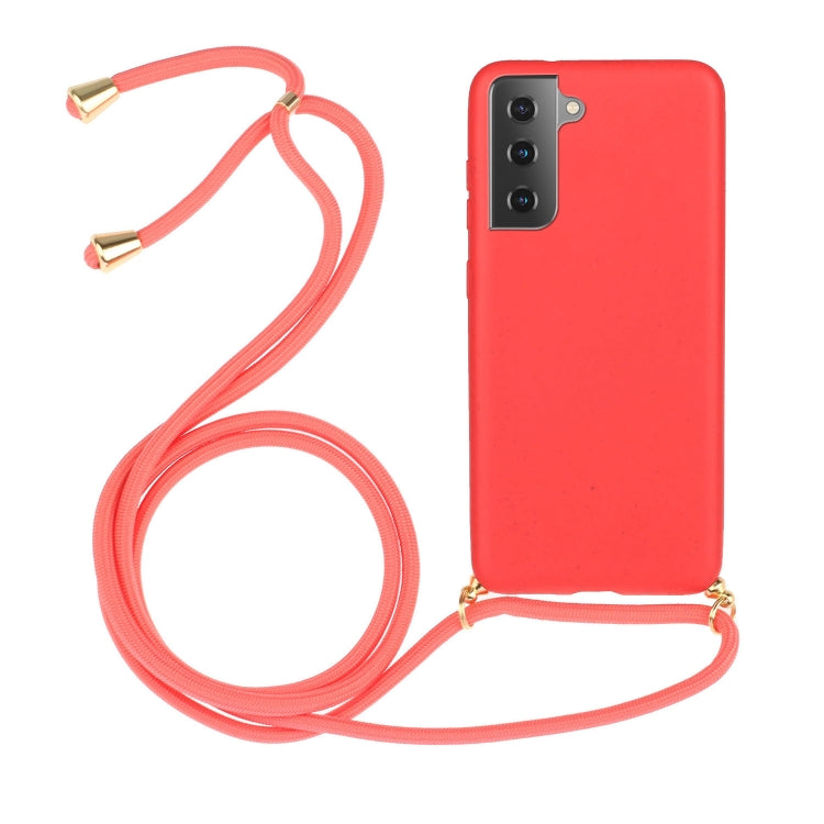 For Samsung Galaxy A34 5G Wheat Straw Material + TPU Phone Case with Lanyard(Red) - Galaxy Phone Cases by PMC TechLife | Online Shopping South Africa | PMC TechLife