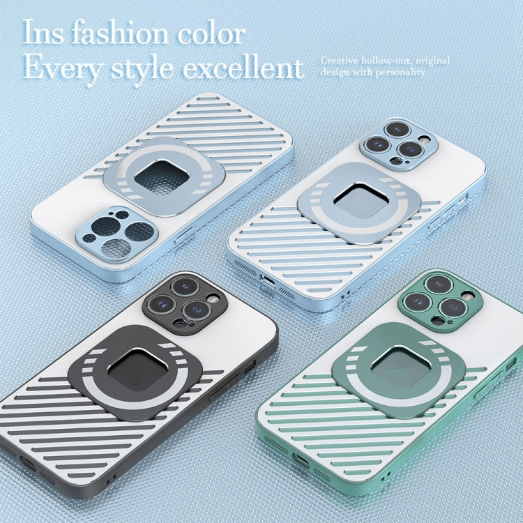 For iPhone 14 Plus R-JUST Square Round Mirror PC+TPU Phone Case(Blue) - free shipping - PMC TechLife - Order now!