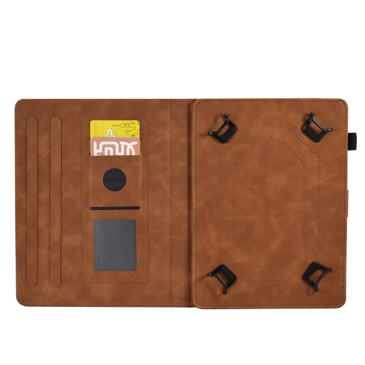 For 7 inch Tablets Peony Butterfly Embossed Leather Tablet Case(Brown) - 7 inch by PMC TechLife | Online Shopping South Africa | PMC TechLife | Buy Now Pay Later Mobicred