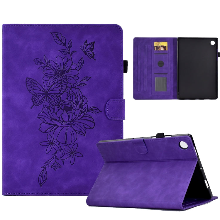 Peony Butterfly Embossed Leather Tablet Case For Huawei MatePad T 10 / T 10s / Honor Tablet Enjoy 2 / Pad X6 / Pad 6(Purple) - Honor by PMC TechLife | Online Shopping South Africa | PMC TechLife | Buy Now Pay Later Mobicred