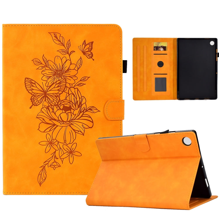 Peony Butterfly Embossed Leather Tablet Case For Huawei MatePad T 10 / T 10s / Honor Tablet Enjoy 2 / Pad X6 / Pad 6(Khaki) - Honor by PMC TechLife | Online Shopping South Africa | PMC TechLife | Buy Now Pay Later Mobicred