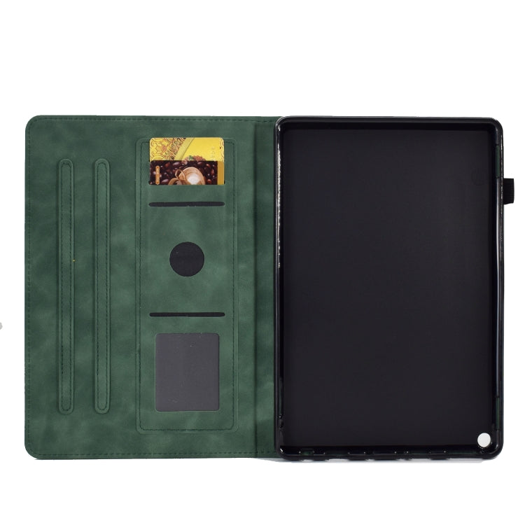 For Amazon Kindle Fire HD10 2021 Peony Butterfly Embossed Leather Smart Tablet Case(Green) - Amazon by PMC TechLife | Online Shopping South Africa | PMC TechLife | Buy Now Pay Later Mobicred