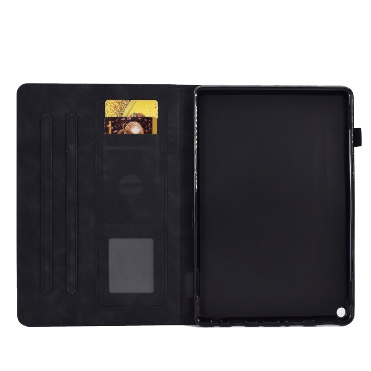 For Amazon Kindle Fire HD10 2021 Peony Butterfly Embossed Leather Smart Tablet Case(Black) - Amazon by PMC TechLife | Online Shopping South Africa | PMC TechLife | Buy Now Pay Later Mobicred