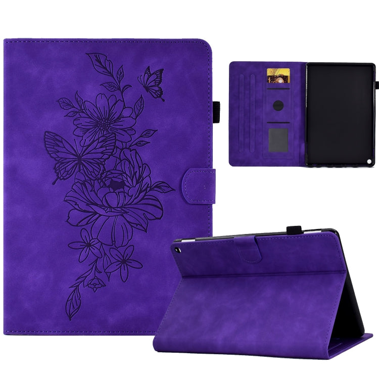 For Amazon Kindle Fire HD8 2022 Peony Butterfly Embossed Leather Smart Tablet Case(Purple) - Amazon by PMC TechLife | Online Shopping South Africa | PMC TechLife | Buy Now Pay Later Mobicred