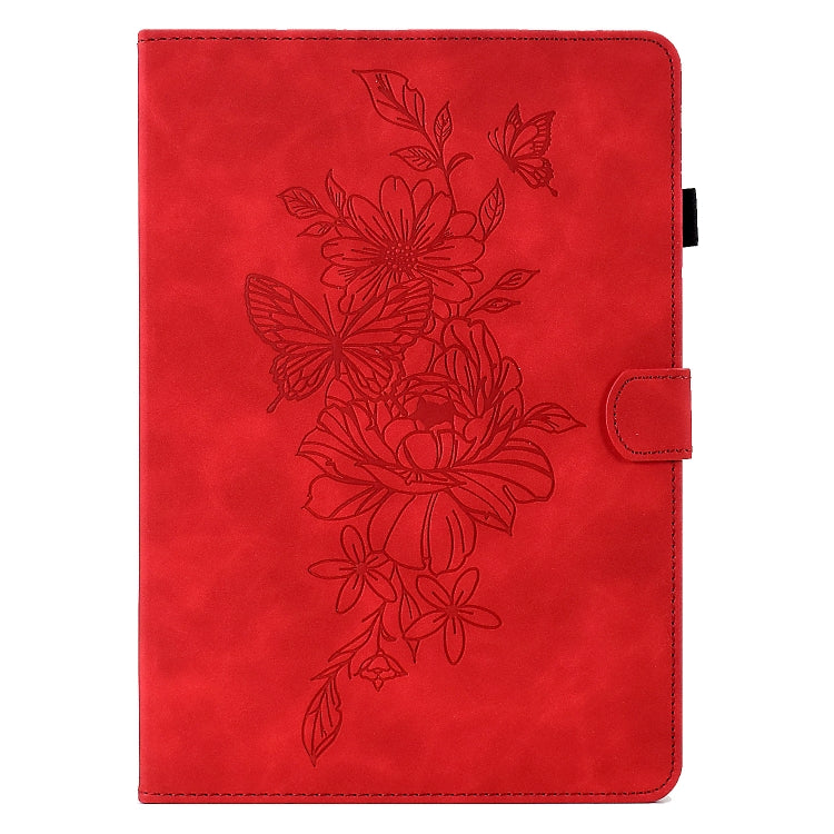 For Amazon Kindle Fire HD8 2022 Peony Butterfly Embossed Leather Smart Tablet Case(Red) - Amazon by PMC TechLife | Online Shopping South Africa | PMC TechLife | Buy Now Pay Later Mobicred