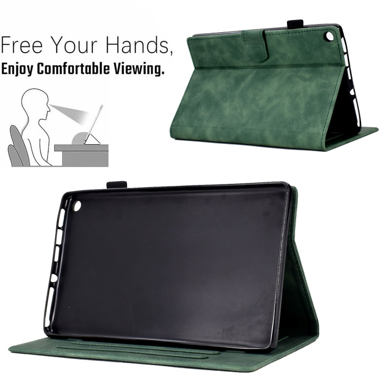 For Amazon Kindle Fire HD8 2018/2017/2016 Peony Butterfly Embossed Leather Smart Tablet Case(Green) - Amazon by PMC TechLife | Online Shopping South Africa | PMC TechLife | Buy Now Pay Later Mobicred