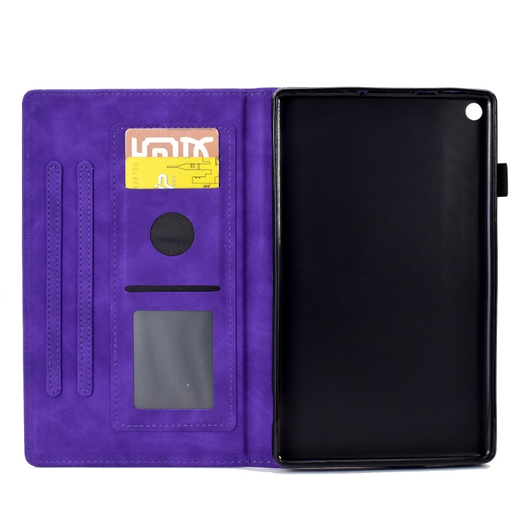 For Amazon Kindle Fire HD8 2018/2017/2016 Peony Butterfly Embossed Leather Smart Tablet Case(Purple) - Amazon by PMC TechLife | Online Shopping South Africa | PMC TechLife | Buy Now Pay Later Mobicred