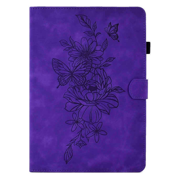 For Amazon Kindle Fire 7 2019/2017/2015 Peony Butterfly Embossed Leather Smart Tablet Case(Purple) - Amazon by PMC TechLife | Online Shopping South Africa | PMC TechLife | Buy Now Pay Later Mobicred
