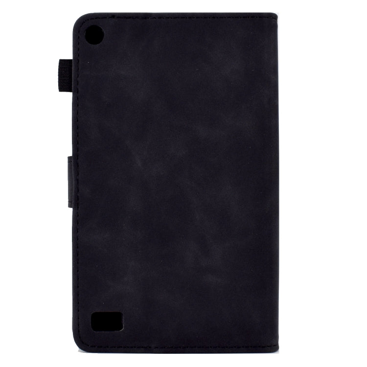 For Amazon Kindle Fire 7 2019/2017/2015 Peony Butterfly Embossed Leather Smart Tablet Case(Black) - Amazon by PMC TechLife | Online Shopping South Africa | PMC TechLife | Buy Now Pay Later Mobicred