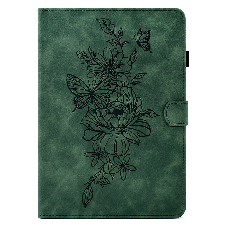 For Amazon Kindle Fire 7 2022 Peony Butterfly Embossed Leather Smart Tablet Case(Green) - Amazon by PMC TechLife | Online Shopping South Africa | PMC TechLife | Buy Now Pay Later Mobicred