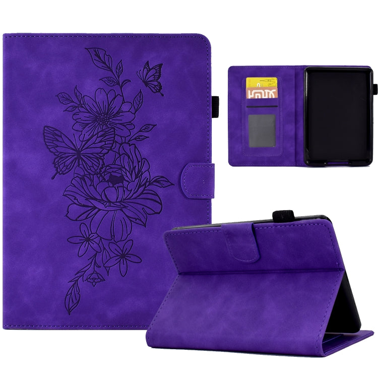 For Amazon Kindle Paperwhite 5 Peony Butterfly Embossed Leather Smart Tablet Case(Purple) - Amazon by PMC TechLife | Online Shopping South Africa | PMC TechLife | Buy Now Pay Later Mobicred