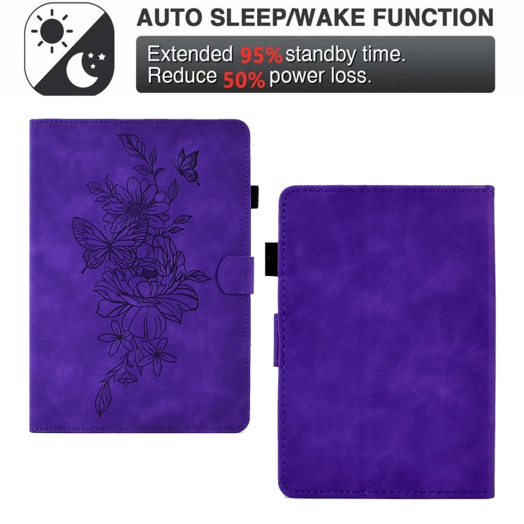 For Amazon Kindle Paperwhite 5 Peony Butterfly Embossed Leather Smart Tablet Case(Purple) - Amazon by PMC TechLife | Online Shopping South Africa | PMC TechLife | Buy Now Pay Later Mobicred