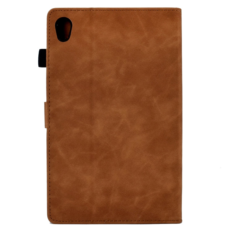 For Lenovo Tab M10 Gen 2 Peony Butterfly Embossed Leather Smart Tablet Case(Brown) - Lenovo by PMC TechLife | Online Shopping South Africa | PMC TechLife | Buy Now Pay Later Mobicred