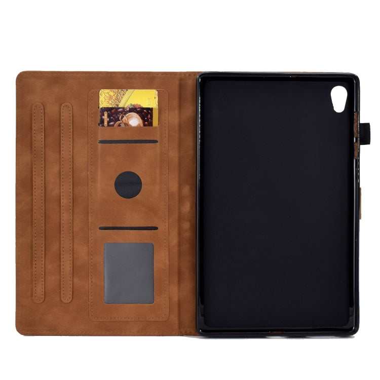 For Lenovo Tab M10 Gen 2 Peony Butterfly Embossed Leather Smart Tablet Case(Brown) - Lenovo by PMC TechLife | Online Shopping South Africa | PMC TechLife | Buy Now Pay Later Mobicred